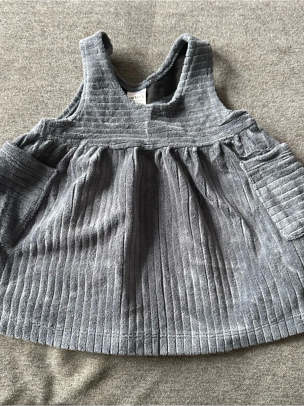 Carter's Gray Ribbed Corduroy Toddler Pinafore Dress